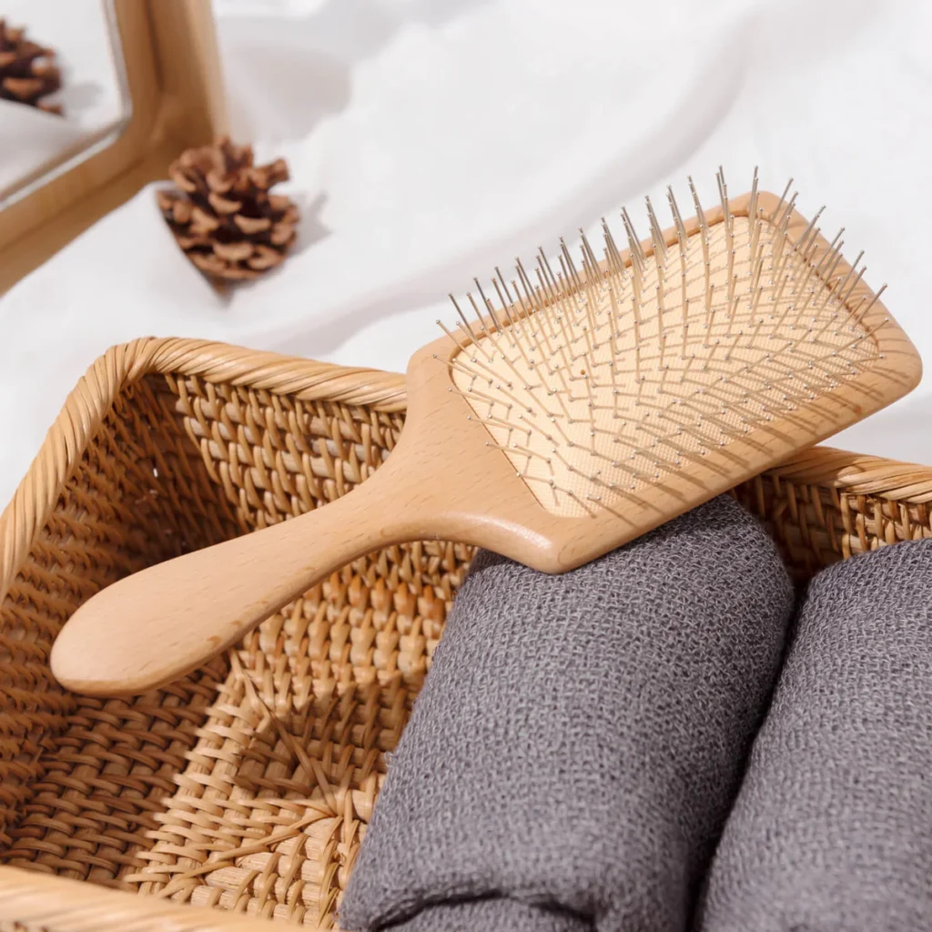 wooden hair brush