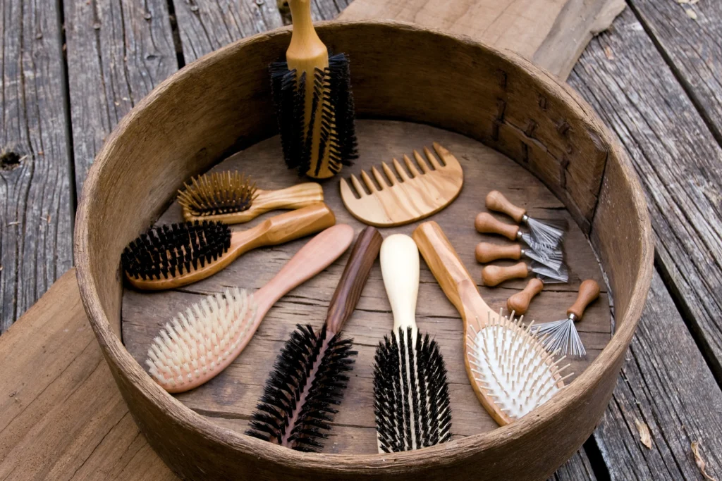 wooden hair brush